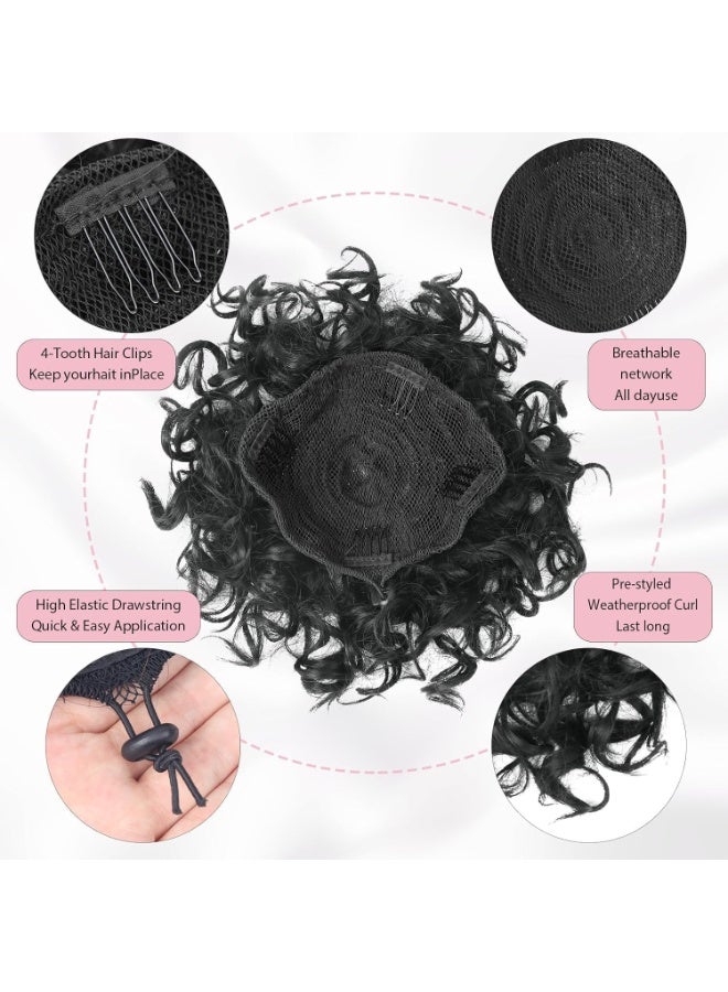 CLENEA Messy Bun Hair Piece, Elastic Drawstring Loose Wave Curly Bun Extension Curly Scrunchies Ponytail Extension Synthtic Hair Buns Hair Piece for Women Daily Use - Image 4